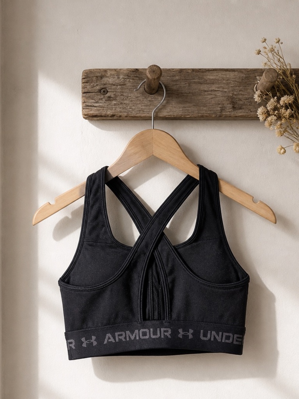 Under Armour Black Racerback Sports Bra with Branded Band - Picture 3 of 6
